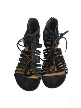 Report Colt Lace Up Faux Suede Sandals Shoes Black Size 5.5